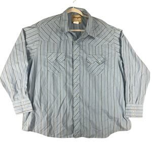 Wrangler Western Fashion Snap Shirt Blue Stripe Pearl Snap 2XL